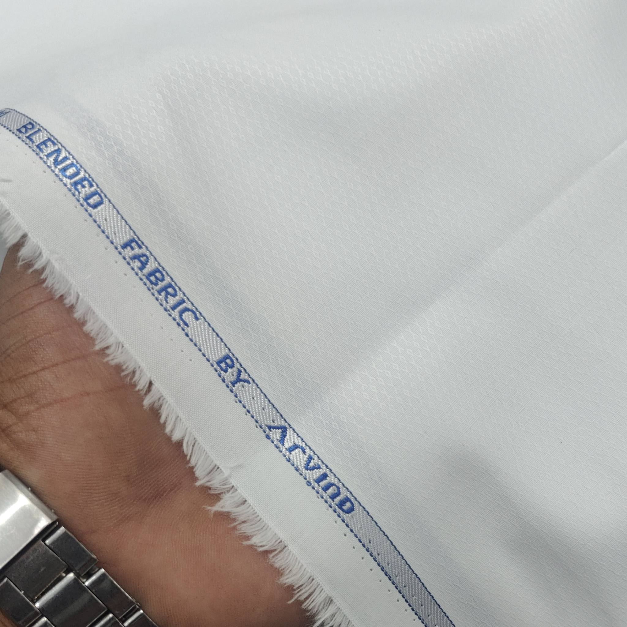Shirt Fabric Arvind Cotton Blended Dobby Colour White